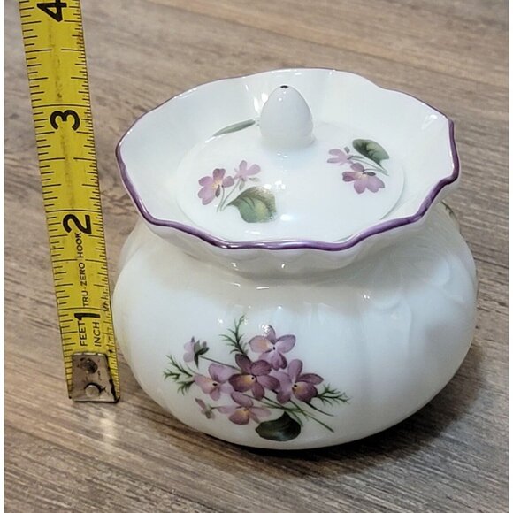 Vintage Reutter Porzellan Porcelain Germany Floral Round Trinket Box & Lid - Picture 6 of 12